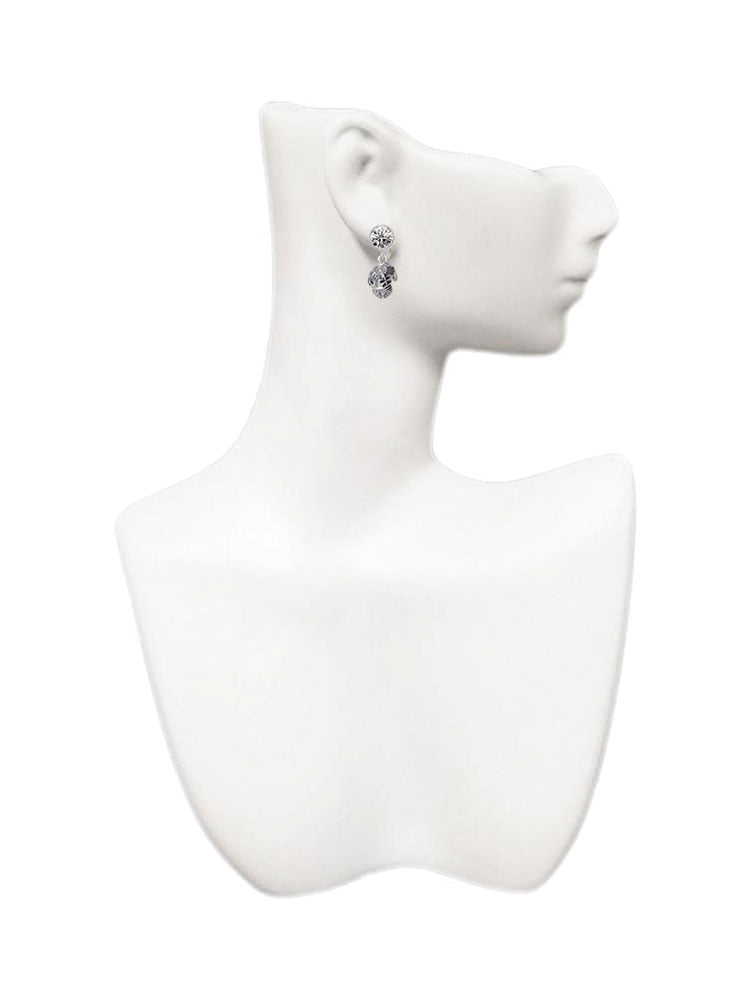 Silvertone Nursing Medley - Nurse Hat, Chart, Caduceus Spinner Clear Crystal Clip On Earrings