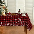 thumbnail image 5 of Sm:)e Believe Buffalo Check Plaid Snowflake Christmas Winter Table Cloth 60 x 120 Inch, 5 of 6
