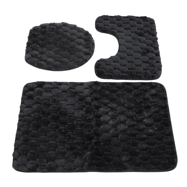 3 Piezas Juego de Alfombras de Baño Conpa de Inodoro, Mechones tridimensionales y absorbente de agua y antideslizante y lavable juego de alfombrillas de baído para niño