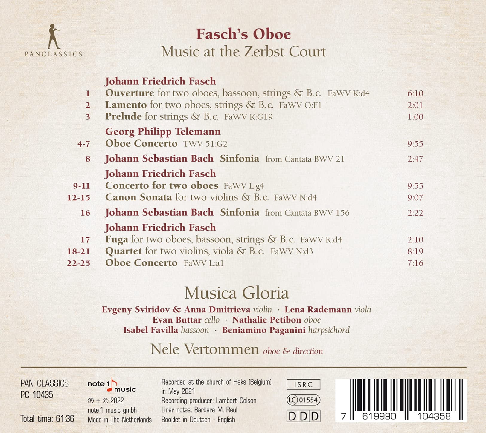 Nele Vertommen - Fasch's Oboe - Music & Performance - CD