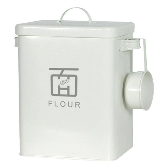 DOLITY Metal Laundry Detergent Canister with for Farmhouse Laundry Room Decor White White