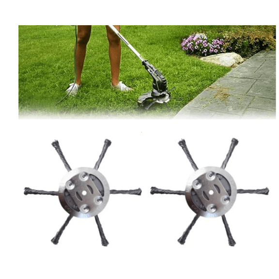 Steel Wire Grass Trimmer Head, 2025 New String Trimmer Replacement Head, Wire Weed Trimmer Head Weed Remover Tool, 6Inch Wired Trimmer Blade for Lawn Mower Tray (2PCS, 6 Blades)