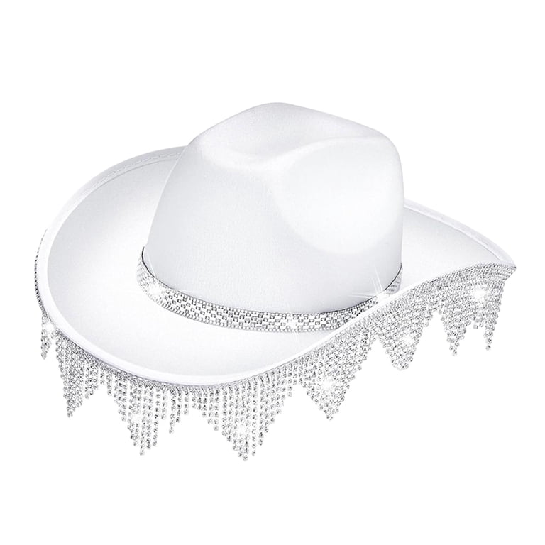 yuksok Cowboy Hat with Western Rhinestone Tassels, Cowgirl  display picture 3