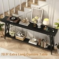 thumbnail image 3 of Homieasy Console Table with Charging Station, 70.9 Inch Extra Long Sofa Table with 2 Tier Storage Shelf, Industrial Hallway Entry Table Behind Couch Table, Black, 3 of 7