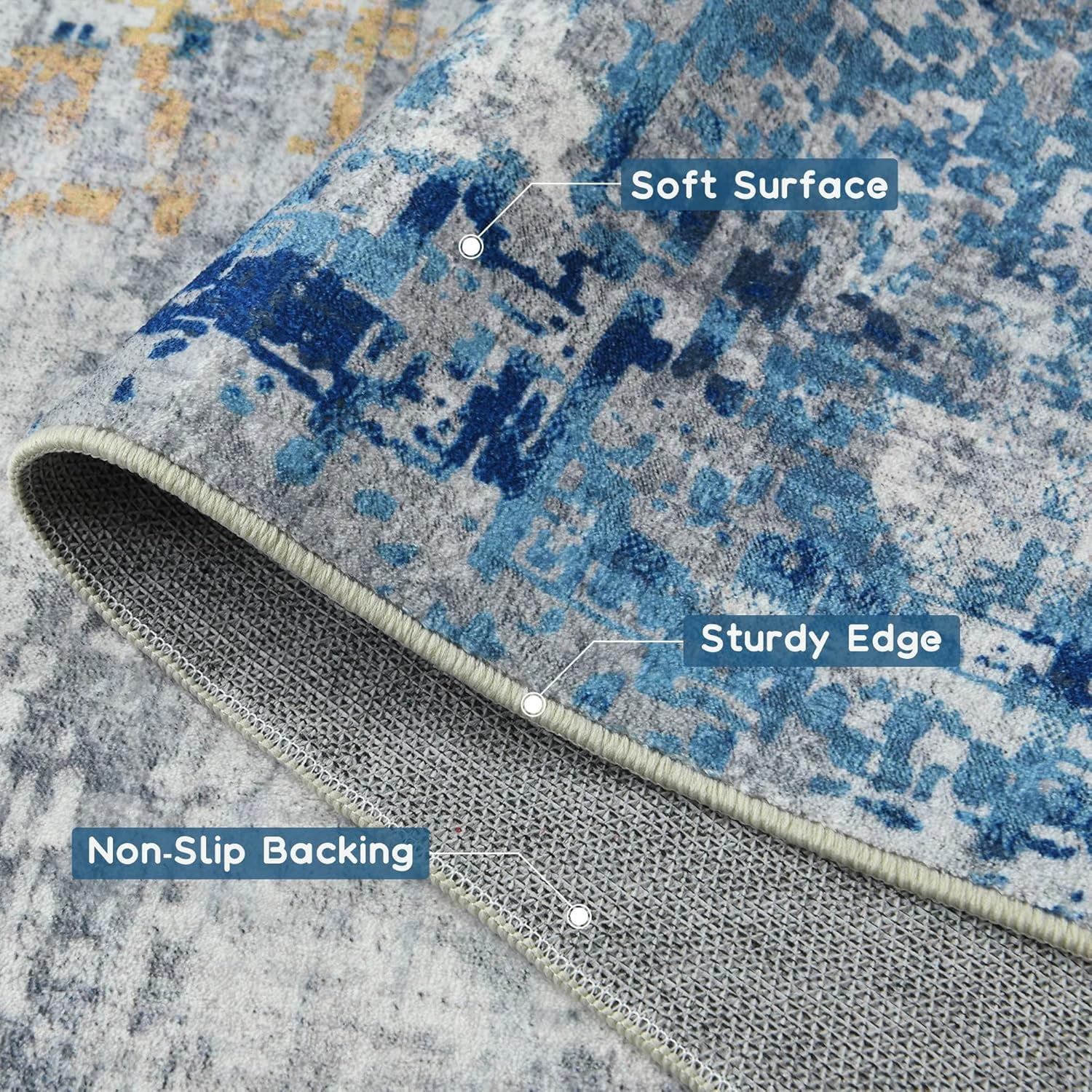 Lochas Modern Abstract Rugs for Bedroom Area Rug for Living Room Decor Soft Accent Carpet,2'x3',Blue