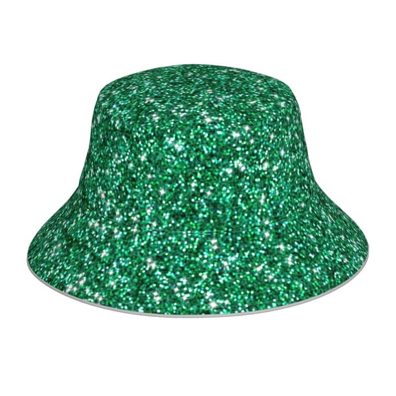 Balery Green Glitter Sun Hats for Men Women Bucket Hat UPF 50  Buckey Hat Boonie Hat Foldable UV Protection Hiking Beach Fishing Summer