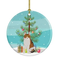 Aegean Cat Merry Christmas Ceramic Ornament 2.8 in x 2.8 in