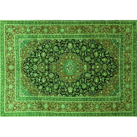 Ahgly Company Indoor Rectangle Medallion Green Traditional Area Rugs, 2' x 3'