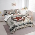 thumbnail image 3 of jejeloiu Retro Texas Stars 7-Piece Bedding Comforter Set,Rustic Horseshoe Farmhouse Cabin King Bedding Sets For Boys Kids Reversible, 3 of 8