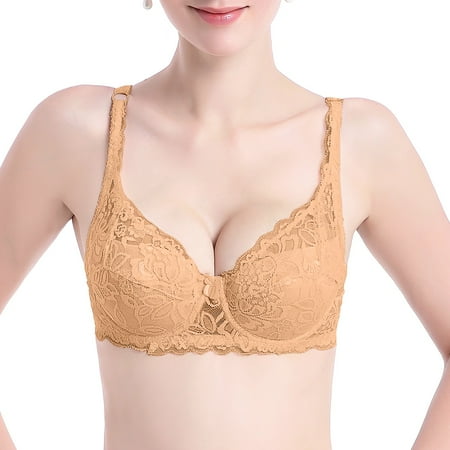 Clearance Bras under $5! Cagogo Women s Push Up Bra Underwire Padded Lace Brassiere Plunge V Sexy Floral Lacey Everyday Bra