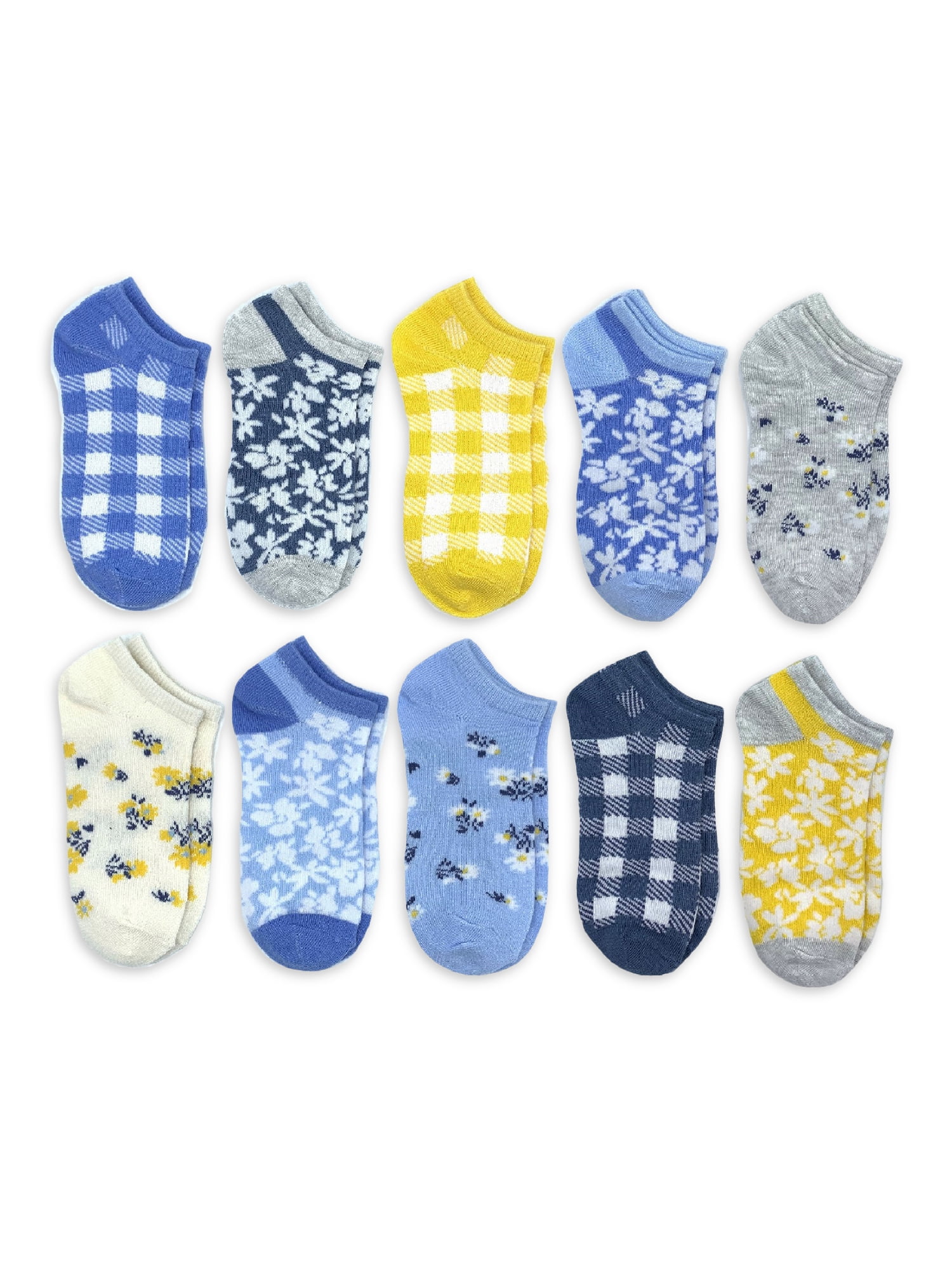 Wonder Nation Girls NoShow Socks, 10Pack, Sizes SL