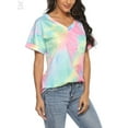thumbnail image 4 of Gustave Women Summer Short Sleeve V-Neck Tops Tie Dye T-Shirt Fashion Blouse Casual Loose Basic Tees, XL, 4 of 8