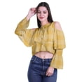 thumbnail image 2 of Moomaya Printed Casual Long Sleeve Tops Women Cold Shoulder Ruffle Sleeves Top, 2 of 4