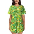 thumbnail image 1 of Fotbe St. Patrick's day Conjunto de Pijama Estampado para Mujer, 2 Piezas, Ropa de Dormir con Camiseta de Manga Corta y Shorts Suaves-3X-Large, 1 of 6