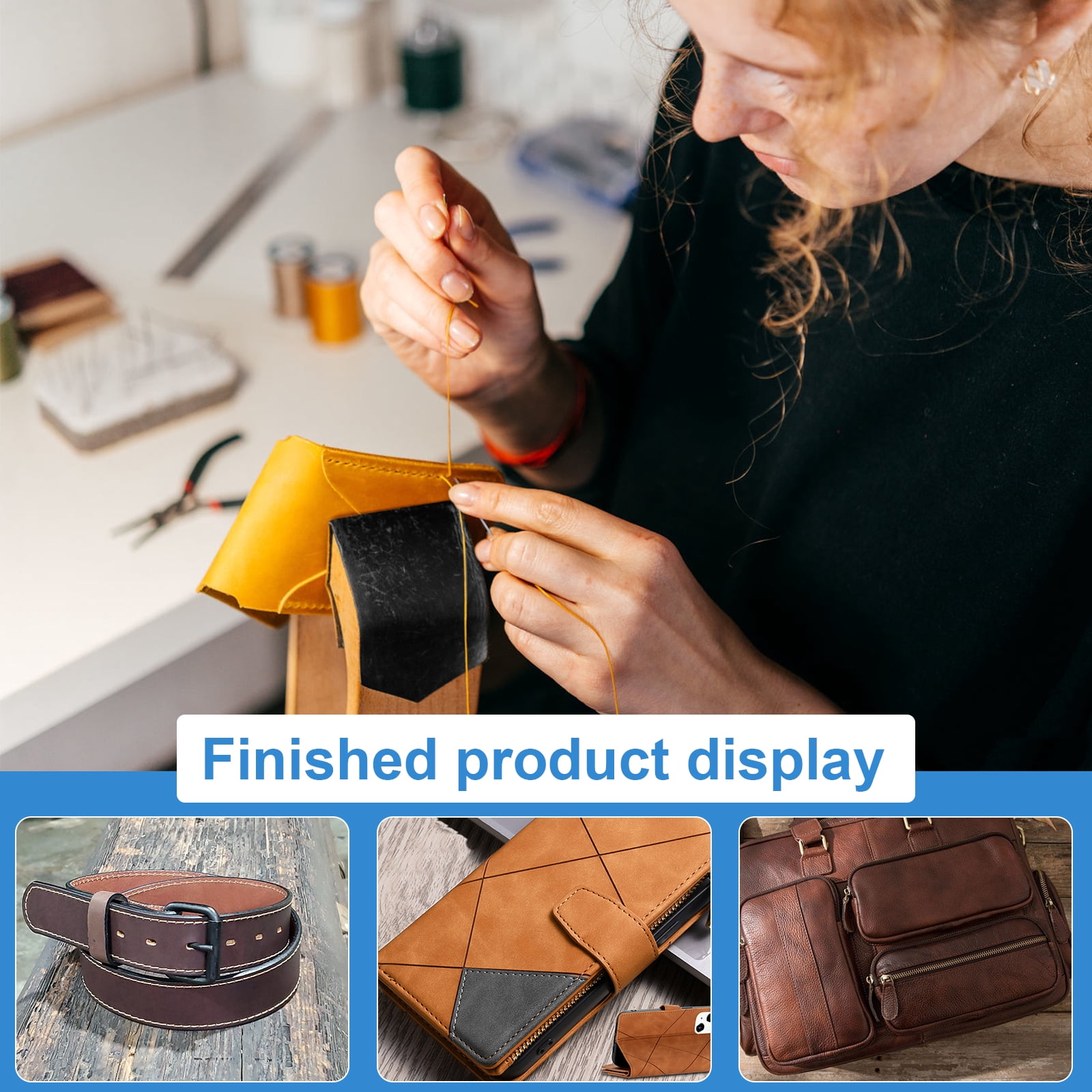 Toorise Leather Stitching Pony 180° Rotatable Leather Sewing Clamp Hand Stitching Wooden Clamp Tool Table Desktop Stitching Pony Clamp Leathercraft Hand Sewing Clamping Tool for Leather