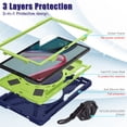 thumbnail image 3 of XYX Case for Lenovo Tab P11 Pro Gen 2 2022 11.2 inch(TB-138FC/TB-132FU), 360 Degree Rotating Hand Grip Shockproof Cover with Shoulder Strap, NavyBlue Lime, 3 of 7