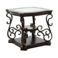 thumbnail image 2 of Mid Century Modern Side Table, 26" Glass Tabletop End Table with Serpentine Legs and Marble Paper Middle Shelf, Accent Coffee Table for Living Room, Office, 2 of 8