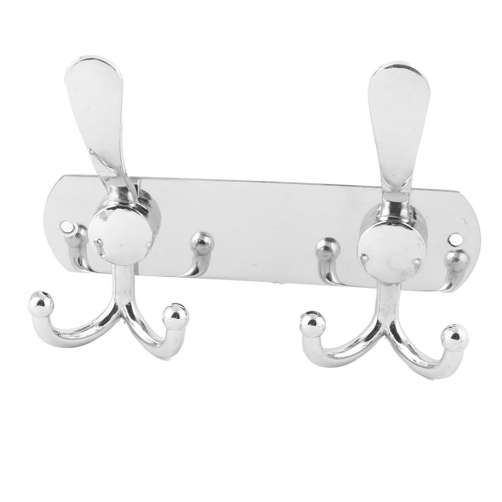 Unique BargainsFamily Bathroom Stainless Steel 2 Hooks Door Wall