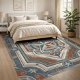 thumbnail image 3 of ODIKA 8'x10' Washable Area Rug Non-Slip Chair-Friendly Mat Banded Frame Lone Border Southwestern Door Distressed Vintage Playful Expressive for Dining Room, Large Office, Lounge, 3 of 7