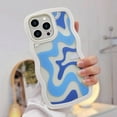 thumbnail image 6 of for iPhone 12 Pro Max Case for Women Girls, Cute Curly Wave Frame Shape Design, Art Wavy Painted for Women Girls, Soft Shock-Absorbing and Fall-Resistant for iPhone 12 Pro Max 6.7"-Blue, 6 of 6