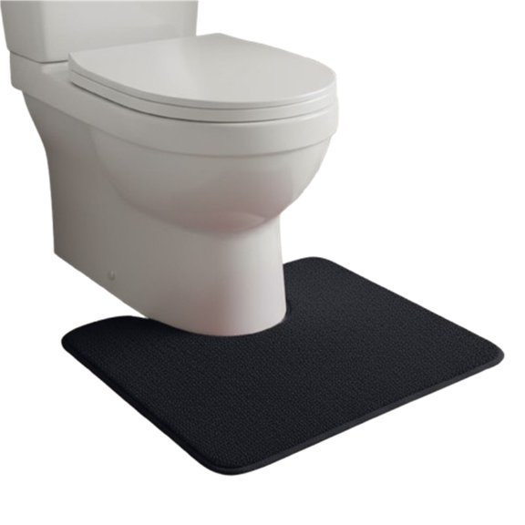Djiypn Soft Foam Toilet Rug U-Shaped, Soft and Comfortable Bath Mat, Super Water Absorption, Non-Slip, Thick, Machine Wash and Easy to Dry for Bathroom, 16 X 20 Inches, Black