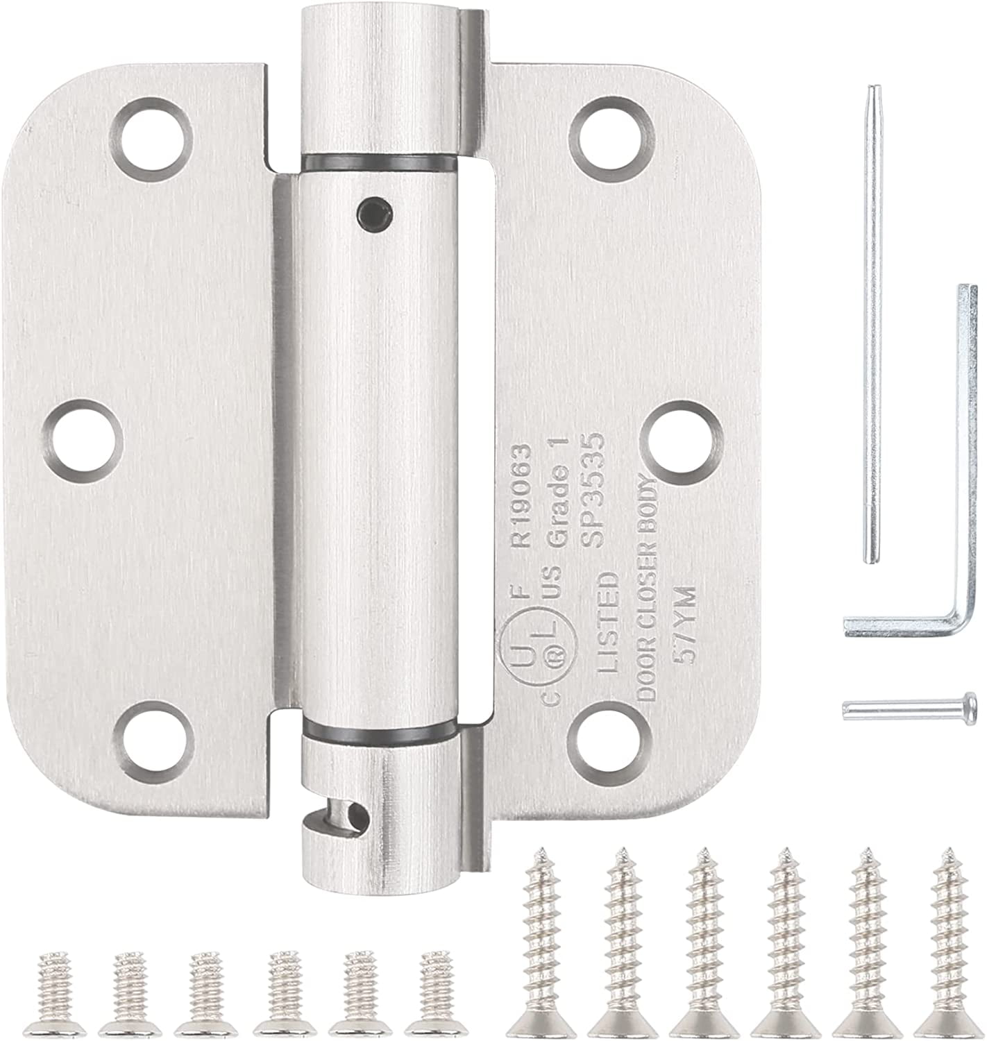 TDCHINGES SelfClosing Door Hinges Satin/Brushed Nickel 3.5" X 3.5 inch