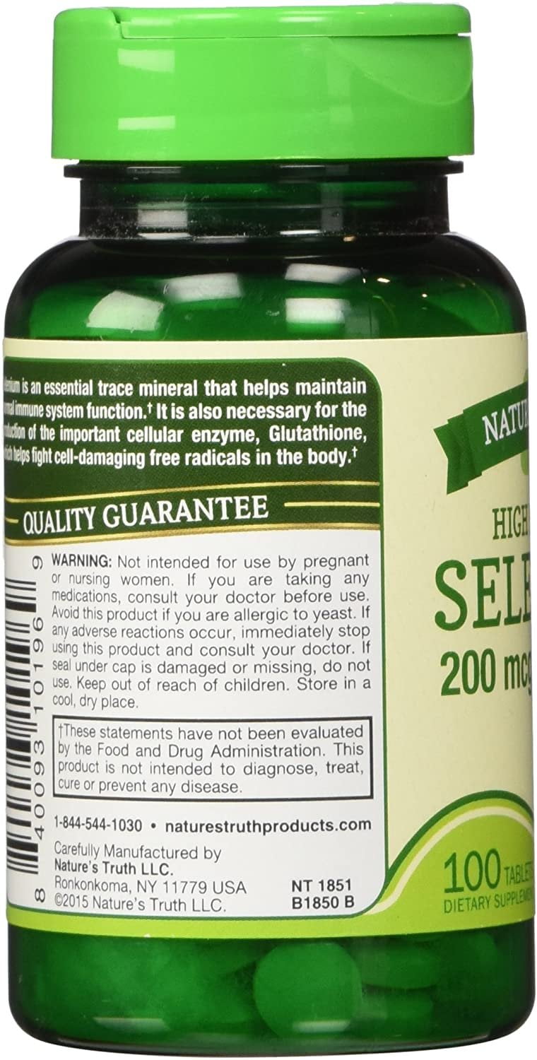 Nature's Truth High Potency Selenium 200 mcg Supplement, 100ct, 4-Pack