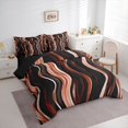 thumbnail image 2 of Homewish Ombre Wavy Line 7-Piece Twin Bedding,Contemporary Aesthetic Bedding Comforter Set,Orange,Black Reversible, 2 of 8