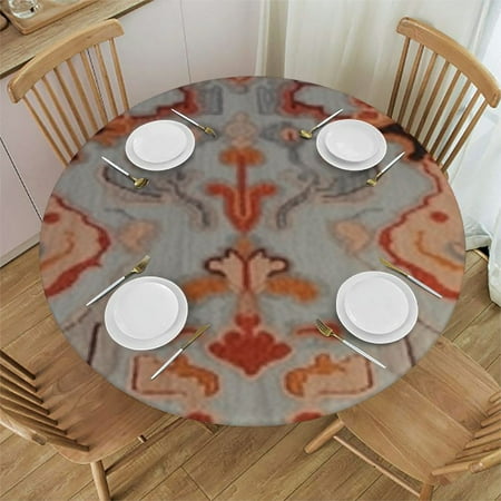 

HAOXIT Round Pink Boho Tablecloth Waterproof & Tablecloths Wipeable Table Cloth for Round/Party/Wedding Historical Original Traditional Ethnic Tribal 42-46