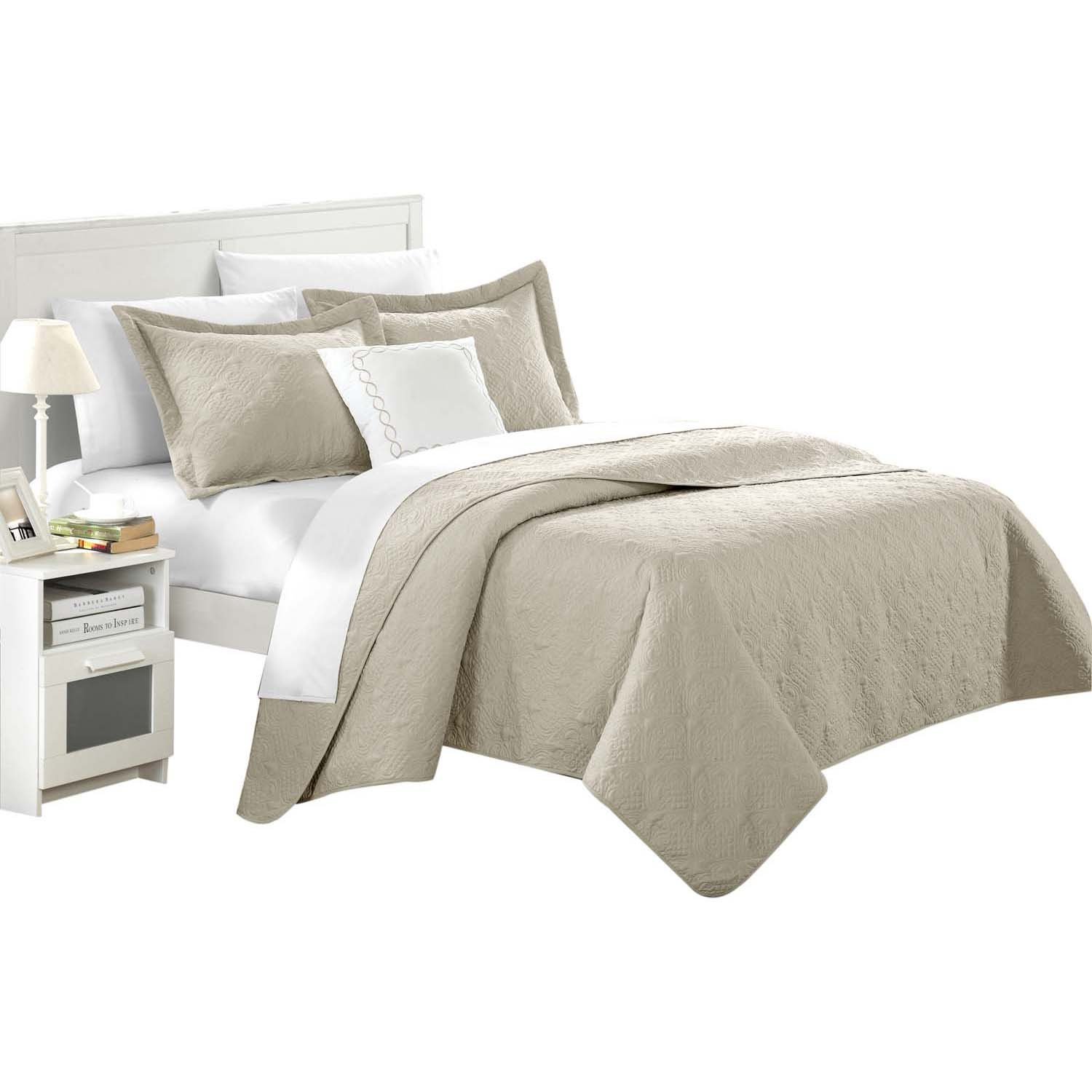 Garibaldi Barcelo Traditional Embroidery Quilt Set Taupe