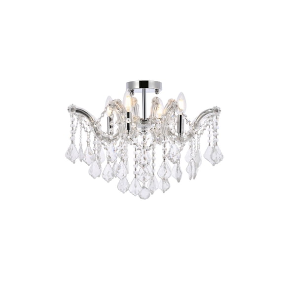 Maria Theresa 4 light Chrome Flush Mount Clear Royal Cut Crystal