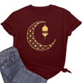 thumbnail image 6 of Penkiiy Muslim Ramadan T-Shirt for Women Women's Cute Graphic T-Shirts Crewneck Short Sleeve Moon PrintCasual Tee Tops L Wine, 6 of 6