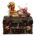 thumbnail image 4 of Ebros Beautiful Mermaid Ariel Resting On Sunken Treasure Jewelry Box Figurine 5.25"L Decorative Trinket Keepsake, 4 of 6