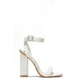 thumbnail image 2 of Cape Robbin Maria-2 White Block High Heel Transparent Open Toe Fashion Pumps (White Leather, 11), 2 of 7