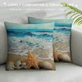 thumbnail image 3 of Shiartex Seashell Starfish Beach Themed Pattern Throw Pillow Case Hawaiia Tropical Sea Waves Blue Sky and Seaside Scene Pillow Cushion Cover Home Sofa Decorative (Cushion Cover), 3 of 5