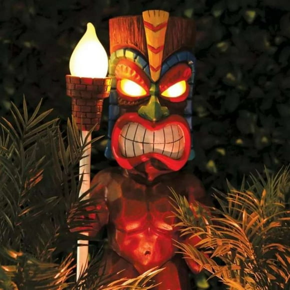 Party Time Tiki Solar Powered LED Outdoor Decor Garden Light