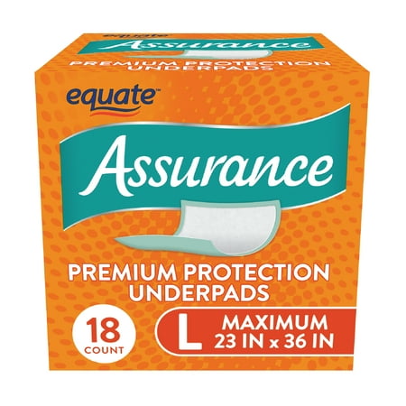 Assurance Maximum Absorbency Unisex Premium Underpad, L, 18 ct (Pack of 6 | Total of 108 Count)