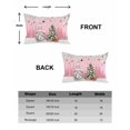 thumbnail image 6 of Christmas Decorative Throw Pillow Covers 12x20 Inch Set of 2 Pink Gnome Pillow Cases for Couch, Christmas Balls Tree Cushion Case for Living Room Bedroom Bed Car Chair, 6 of 8