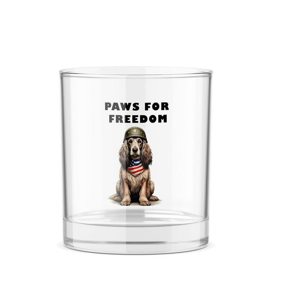 Freedom Paws Patriotic Afghan Hound Vintage Memorial Day 11oz Whiskey Glass Mug Dog Lover Whiskey Cocktail Glasses Cup - 12006