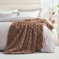 thumbnail image 5 of Amelie Home Faux Fur Throw Blanket – Soft Fluffy Striped Plush for Couch or Bed, Brown 55"x70", 5 of 5