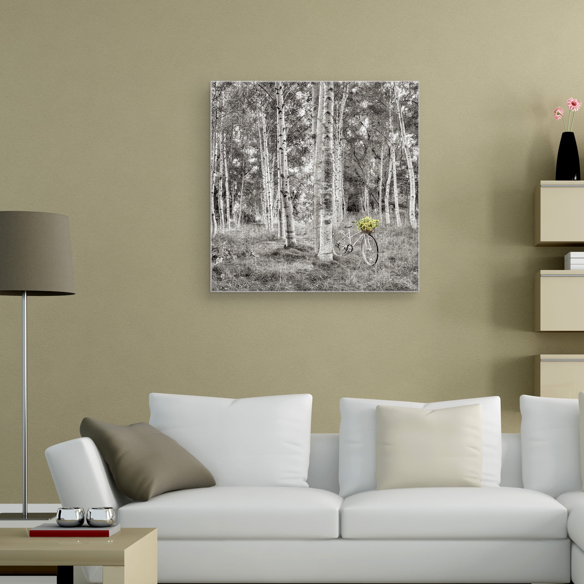 Masterpiece Art Gallery Sunflower Bicycle Ride Through The Forest By Alan Blaustein Canvas Art Print 24" x 24"