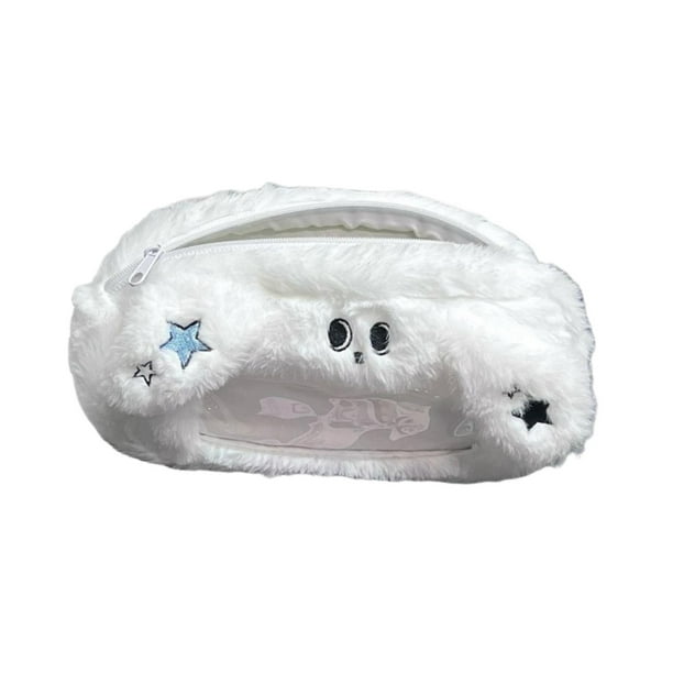 Estuche de peluche para lápices, bolso de mano, tarjetas fotográficas para universitarios, adolescentes, niños y adultos. Azul