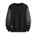 thumbnail image 2 of Free Shipping Men's Patchwork Fleece Sweatshirts Fall Winter Round Neck Shirts Trendy Color Block Casual Loose Athletic Pullover, 2 of 3