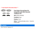 thumbnail image 2 of Front Brake Pad and Rotor Kit - Compatible with 2006 Chevy Trailblazer EXT, 2 of 2