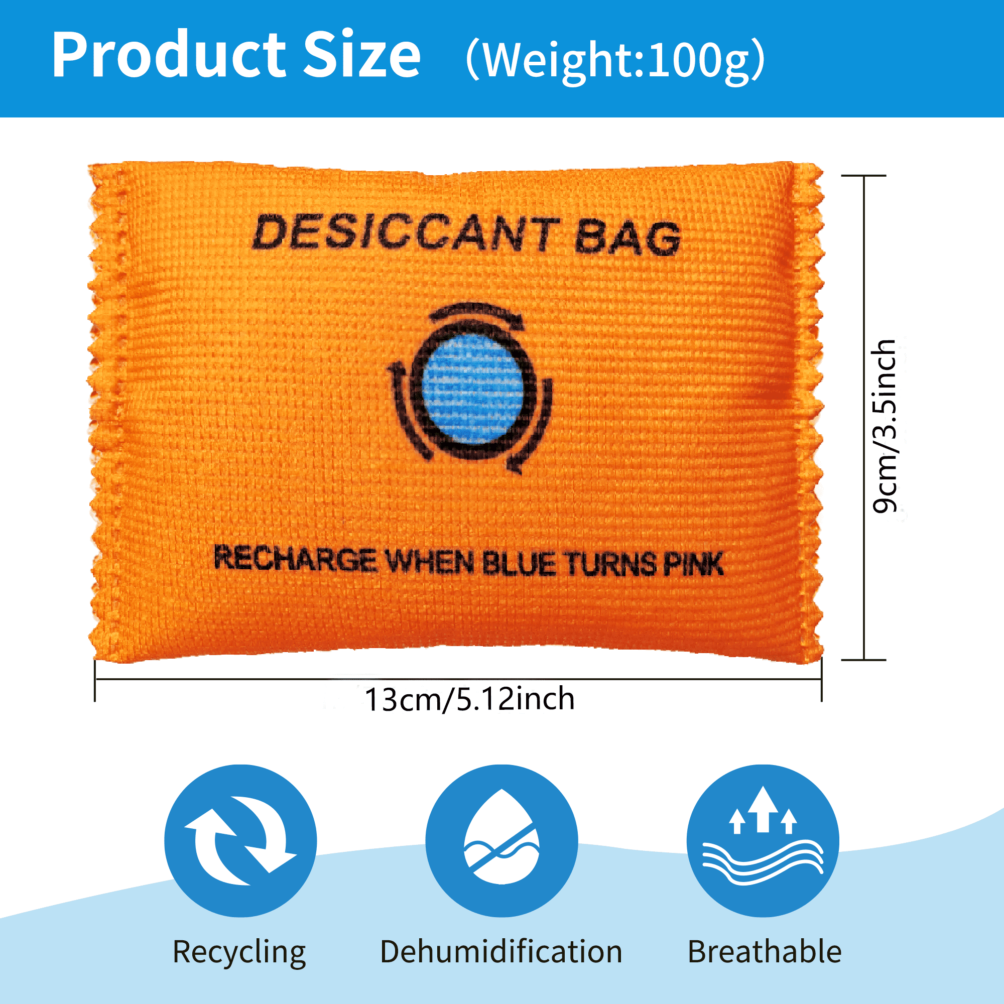 Livease 100g Rechargeable Desiccant Packets for Storage, Silica Gel Packs, Moisture Absorbing Bag