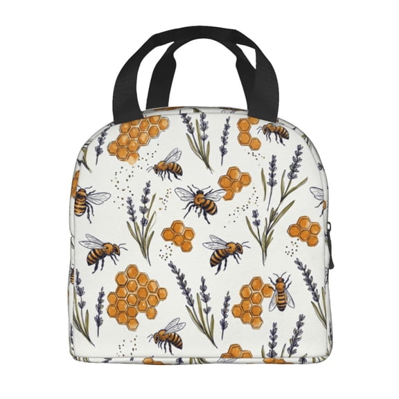 Bee Insulated Lunch Bag Reusable Lunch Tote Bag Lunch Box For Women Men Adult Cooler Bag Leakproof For Work Picnic Travel Office