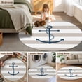 thumbnail image 6 of Round Area Rug 4ft, Coastal Blue Anchor Art Non-Shedding Washable Area Rug, Vintage Gray Stripe Non Slip Low-Profile Circle Rugs for Living Room, Bedroom Dining Room, 6 of 9