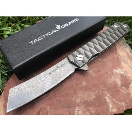 TacticalGearz TG Saint DXS, Damascus Blade! Full Tc4 Titanium Handle! Premium EDC Folding