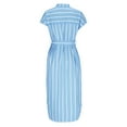 thumbnail image 4 of yillto Women's Boho Striped Shirt Dress Button up Side Split Short Sleeve Loose Long Vacation Dresses, 4 of 6