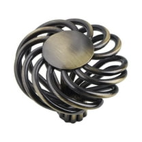 Utopia Alley 10pcs Aire Round Swirl Cabinet Ring Pull Knob - Decorative Cabinet Drop Pull Knobs- Vintage Cabinet Hardware with Hand Finished Antique Brass - Metal Drawer Pull Knobs 1.8"